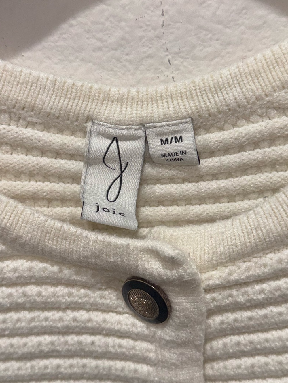 Anthropologie Joie Beige Textured Knit Button Front Sweater Top Medium capsule - Picture 5 of 6